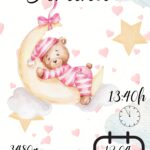MDF ploča sa podacima rođenja bebe – Model 7