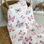 Muslin Tetra Pelena 75x75cm - Roze Leptirići