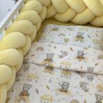 Set Velvet Braid Žuta i Žuti Medo na Dugi - Pletenica sa 4 strane, plahta, jastuk, jorgan