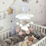 Vrtuljak sa muzičkom kutijom i nosačem - Teddy - Puder roze