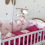 Set Bumper Mašna Pink - Ogradica sa tri strane, pletenica, plahta, jastuk, jorgan