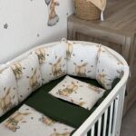 Set Bumper Zelena i Zeko u Džemperu – Ogradica sa tri strane, pletenica, plahta, jastuk, jorgan