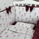 Set Flat Bordo – Ogradica sa tri strane, pletenica, plahta, jastuk, jorgan