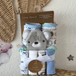 Set 2 peškira, 4 brisalice i spužva za kupanje Little Alpaca - Plavi Medo