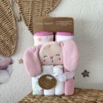 Set 2 peškira, 4 brisalice i spužva za kupanje Little Alpaca - Roze Psić