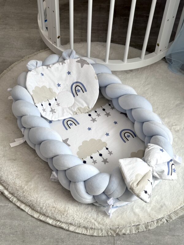 Gnijezdo pletenica Velvet Plava i Plave Duge, s jastukom