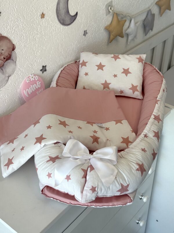 Gnijezdo s jastukom i jorganom - Puder roze Velike zvijezde