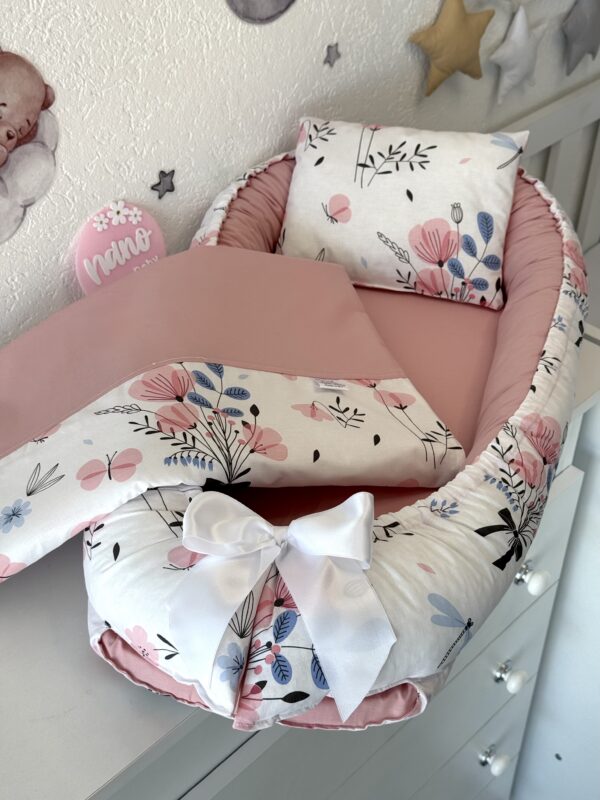 Gnijezdo s jastukom i jorganom - Puder roze i Cvjetići