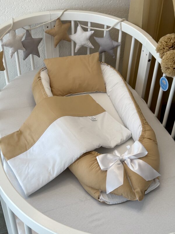 Gnijezdo s jastukom i jorganom - Bež i Bijela