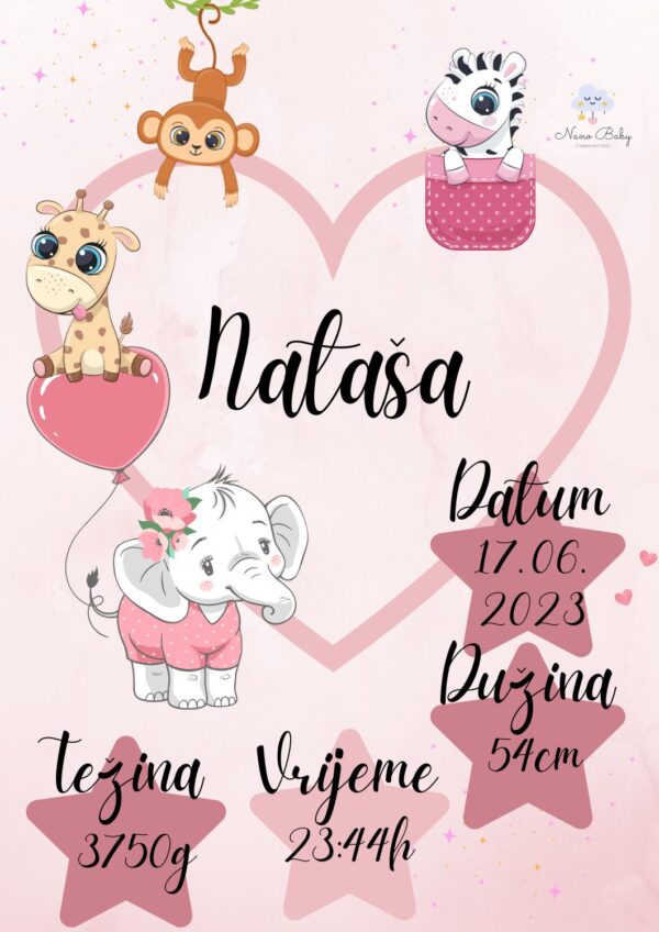 MDF ploča sa podacima rođenja bebe – Model 9