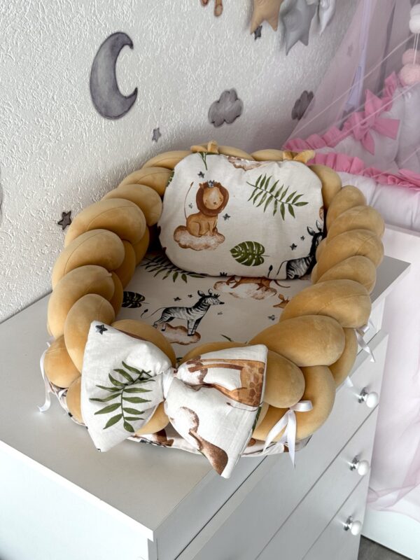 Gnijezdo pletenica Velvet Bež i Bež Safari, s jastukom