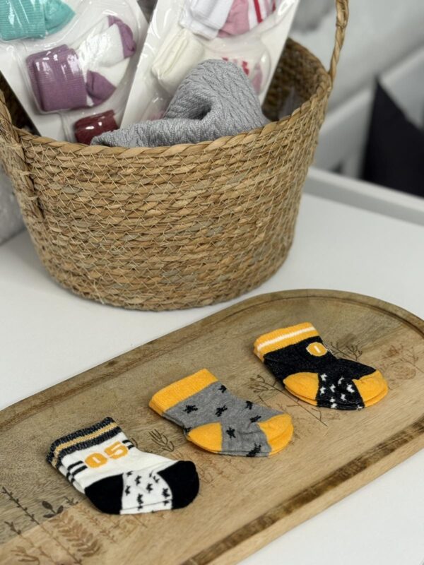 Čarape za novorođenče 3u1 - Žuta