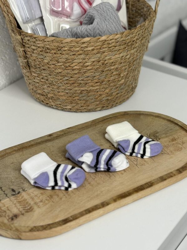 Čarape za novorođenče 3u1 - Ljubičasta