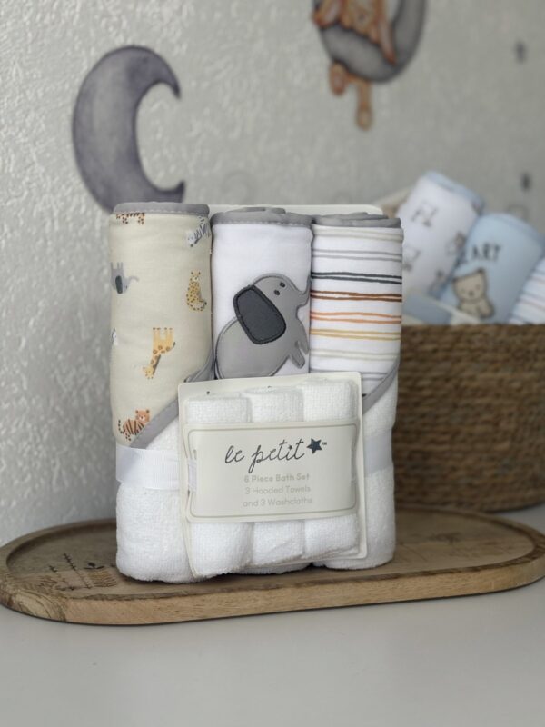 Set 3 peškira i 3 brisalice Le Petit - Slonko Siva