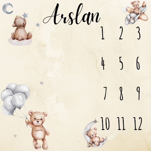 Podloga za mjesečno slikanje beba - Smeđe mede