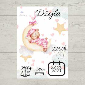 Poster sa podacima rođenja bebe – Model 7