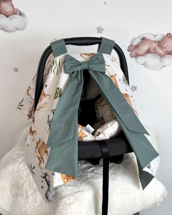 Set podloga i prekrivač za autosjedalicu - Zelena Safari