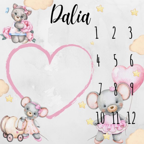 Podloga za mjesečno slikanje beba - Roze Srce