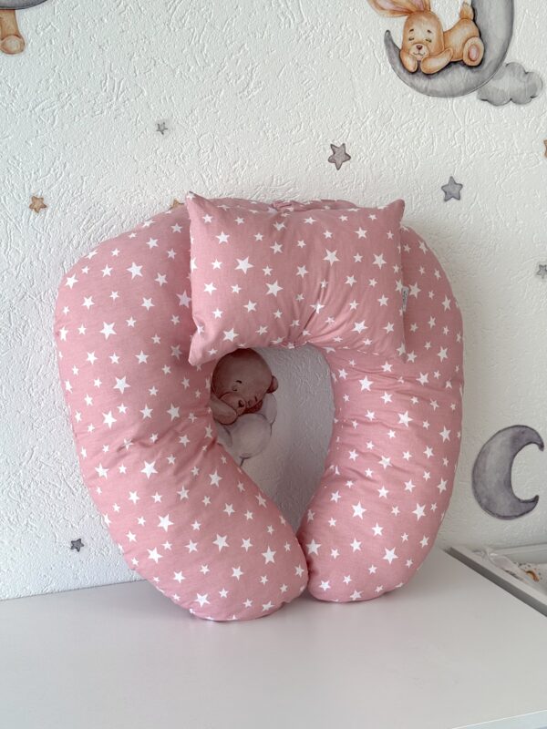 Višenamjenski jastuk za dojenje/hranjenje bebe – Puder roze Zvjezdice