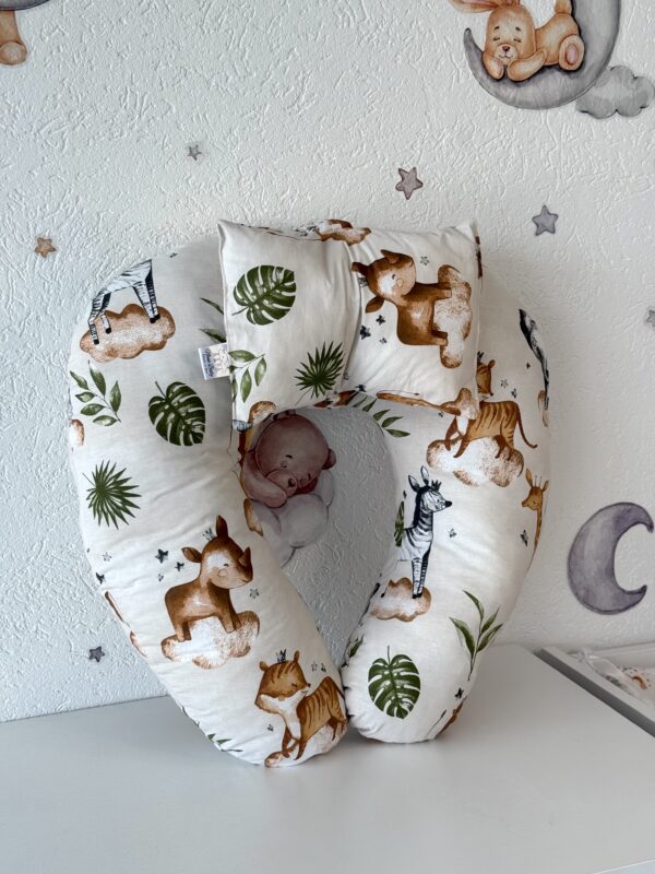 Višenamjenski jastuk za dojenje/hranjenje bebe – Bež Safari