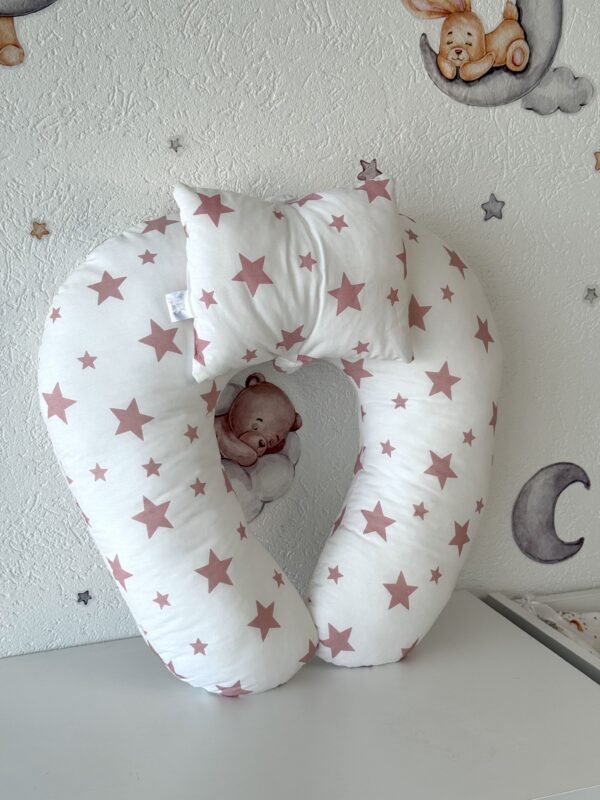 Višenamjenski jastuk za dojenje/hranjenje bebe – Puder Roze Zvijezde