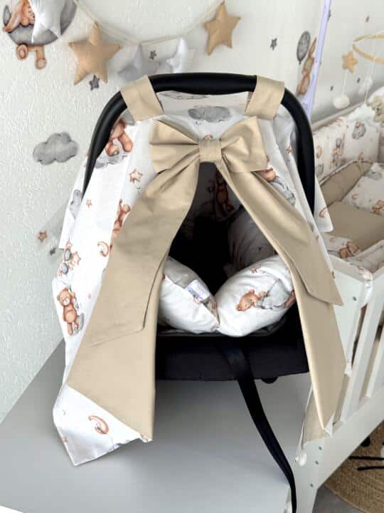 Set podloga i prekrivač za autosjedalicu - Bež mede i Svijetlo Bež