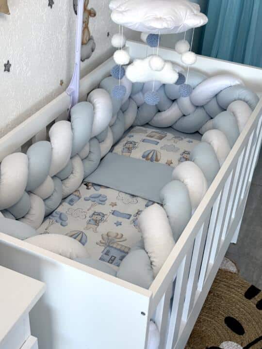 Set PREMIUM Cotton Plava/Bijela i Plavi Pilot - Pletenica sa 4 strane, plahta, jastuk i jorgan