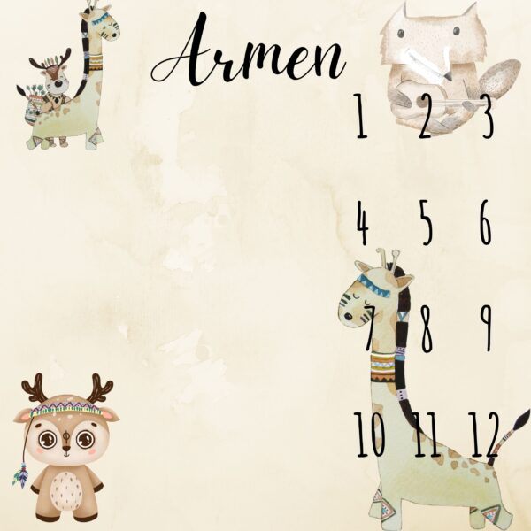 Podloga za mjesečno slikanje beba - Žirafice