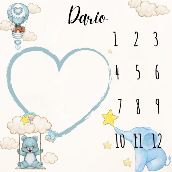 Podloge za mjesečno slikanje beba - Plavo Srce