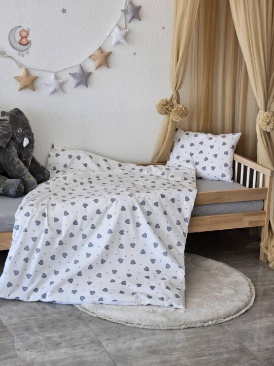 Posteljina Za dječiji krevet - Siva Srca