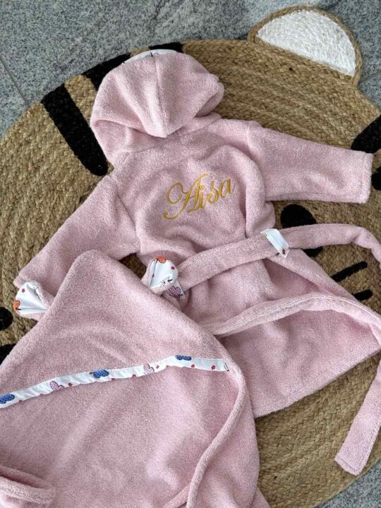 Peškir sa ušima frotirni - Roze